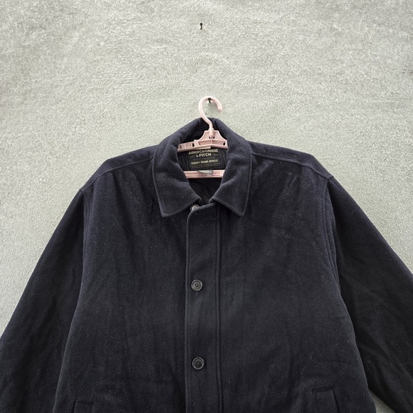 Abercrombie & Fitch Men Jacket XL Black Wool Blend Military Overcoat Italy - Picture 4 of 9